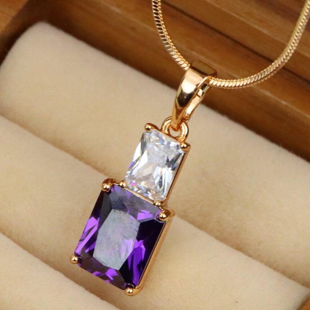 "Elegant Purple Pendant with Gold-Plated Finish – Luxe & Vibrant Style, XPPT1810